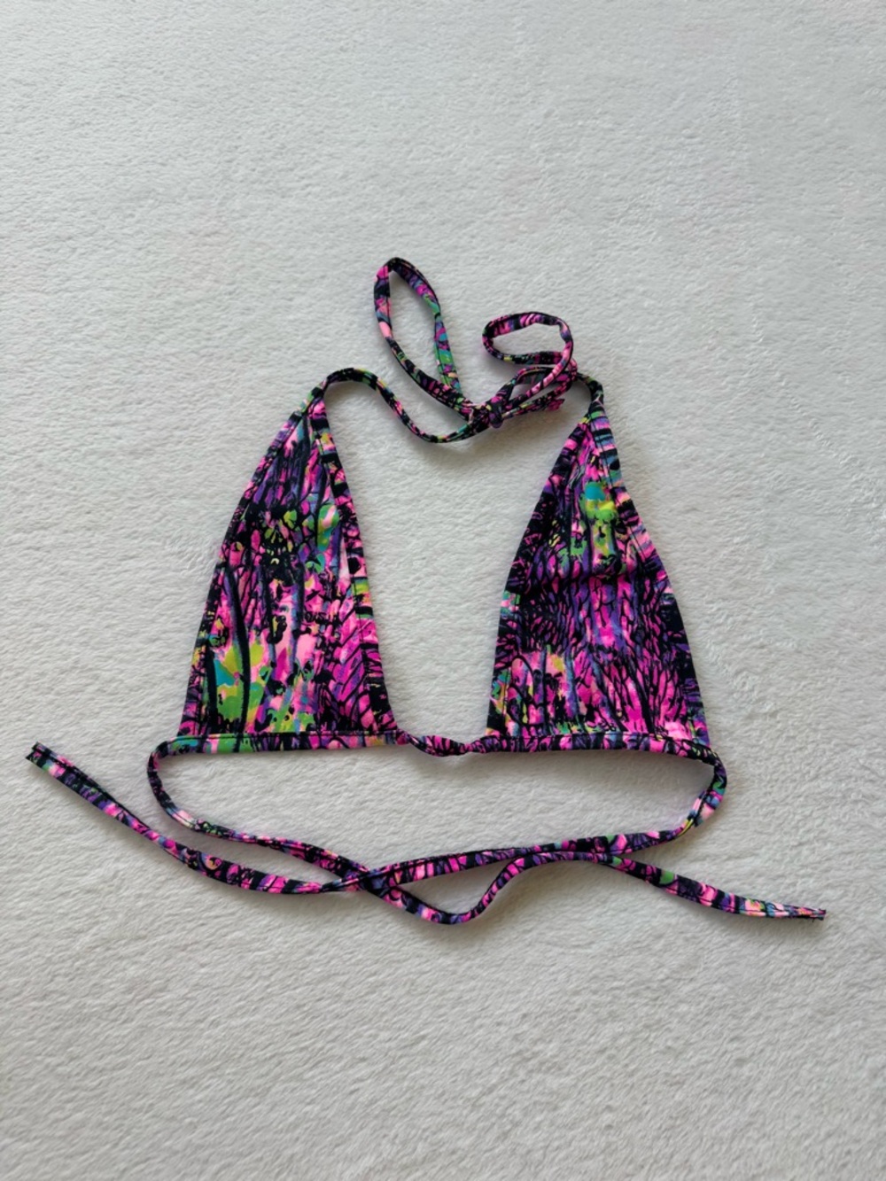 ravel Pink Black Green Abstract Triangle Bikini Top